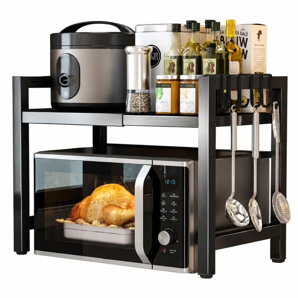 Adjustable Microwave Oven Storage Shelf